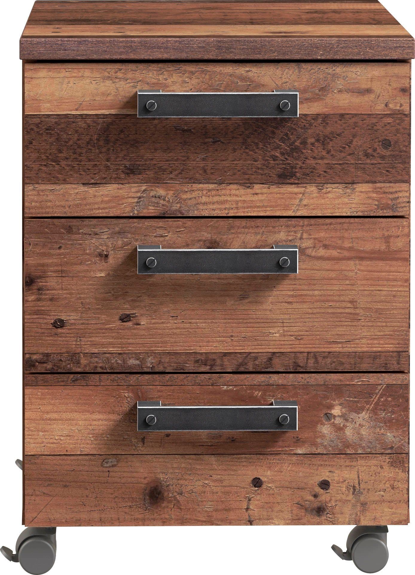 FORTE Rollcontainer Clif Grau Industriestil 3 Schubladen - Bild 2