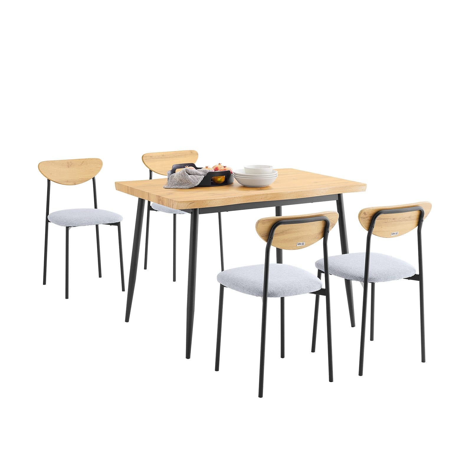 SoBuy Essgruppe OGT52 5-tlg. Esszimmer Set Schwarz MDF Stahl - Bild 2