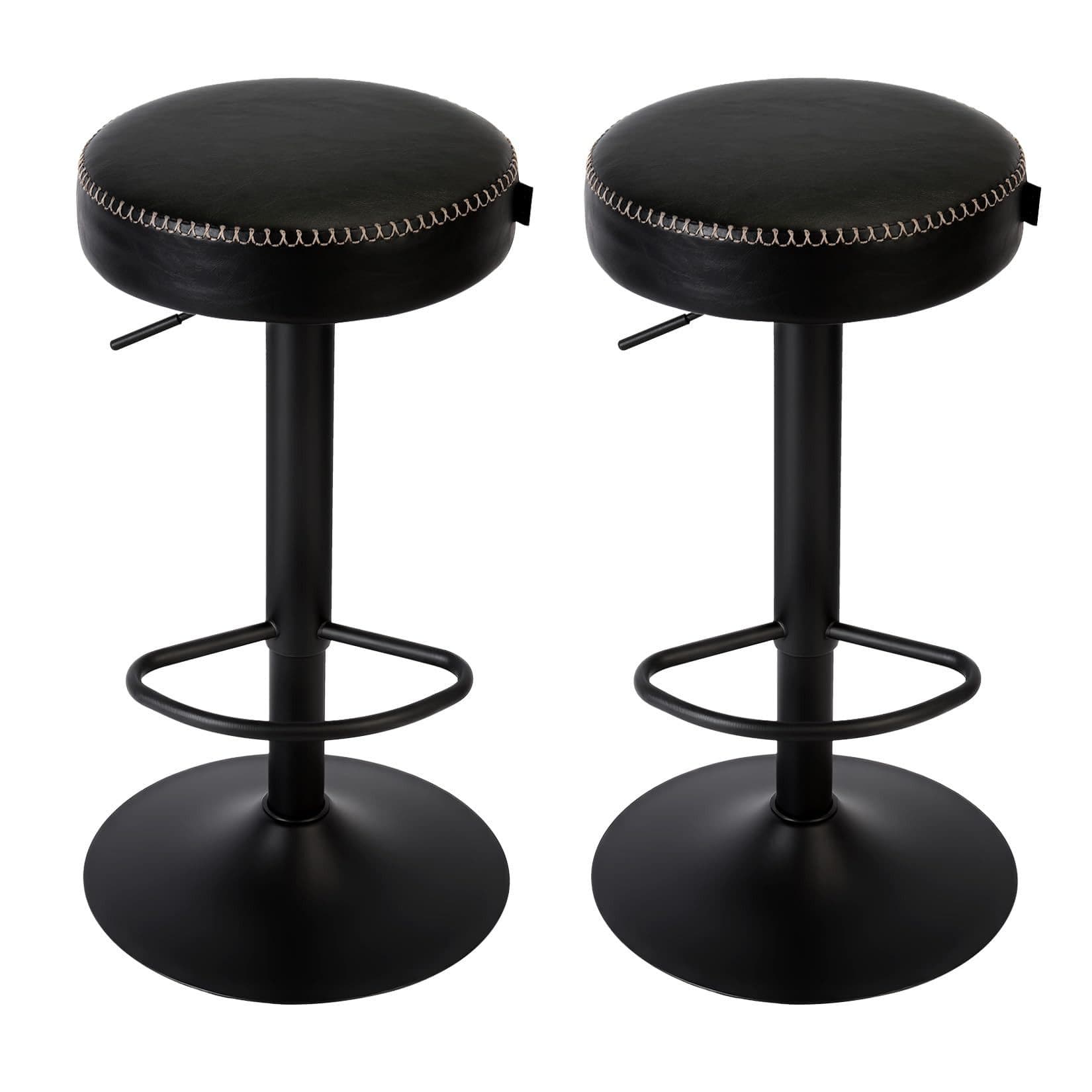 GarveeMore Barhocker Set 2-tlg. Verstellbar Schwarz Leder - Bild 2