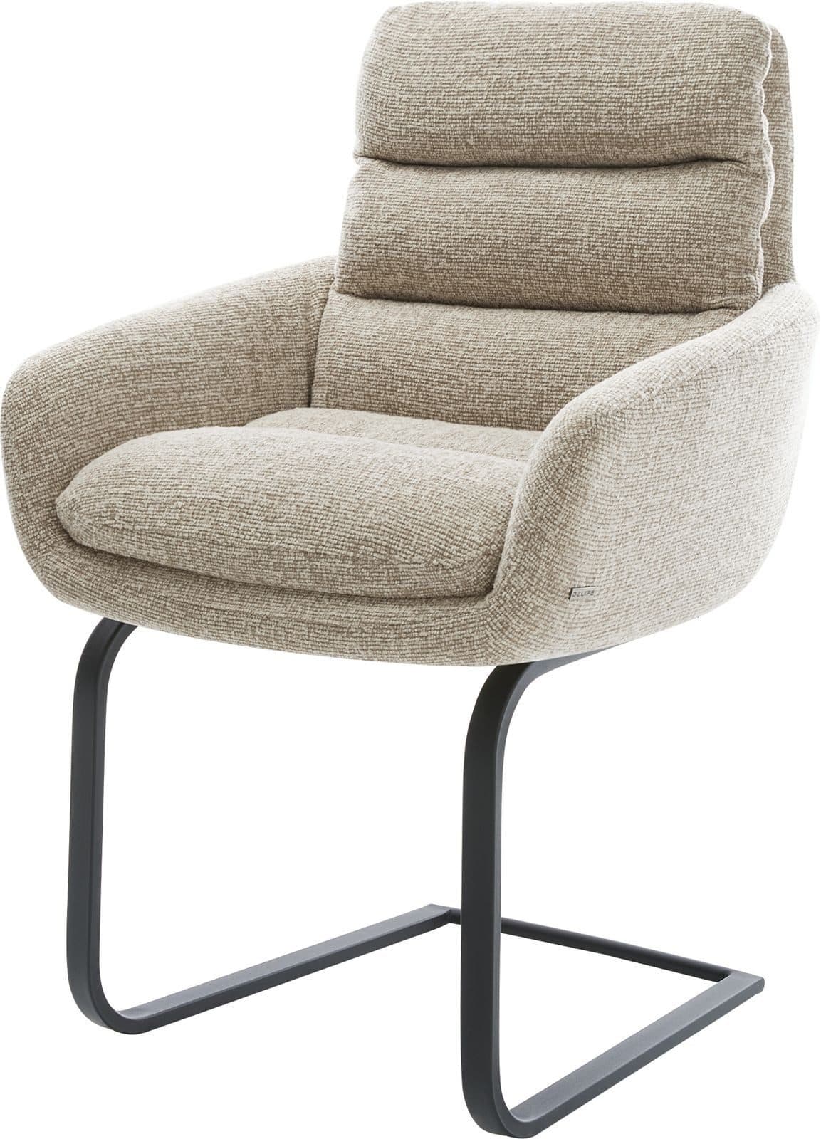 DELIFE Polsterstuhl Abelia-Flex mit Armlehnen Freischwinger Schwarz Beige - Bild 2