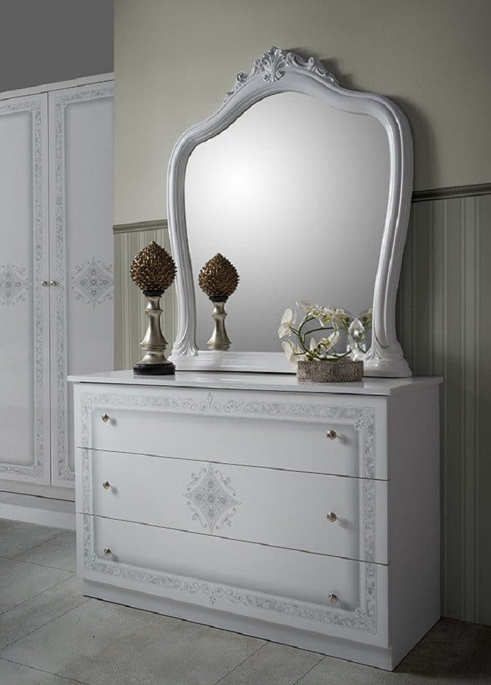 Interdesign24 Kommode Livia 3 Schubladen Weiß Silber