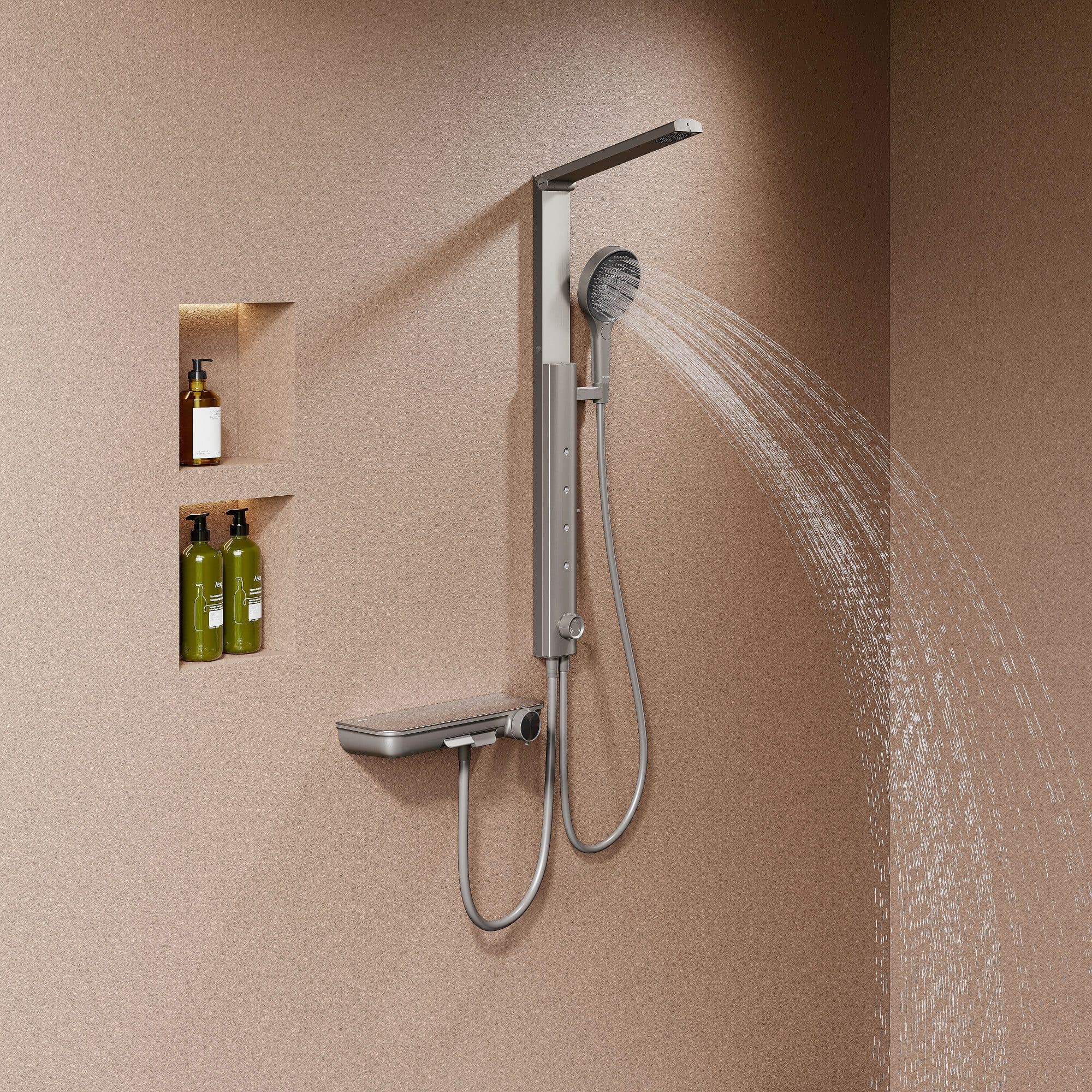 HOROW Duschsystem mit Thermostatarmatur Grau Regendusche Set - Bild 2