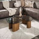LEVEN Lifestyle Couchtisch-Set LUNA 2-tlg. mit Rauchglasplatte und Eichenoptik Bild 2