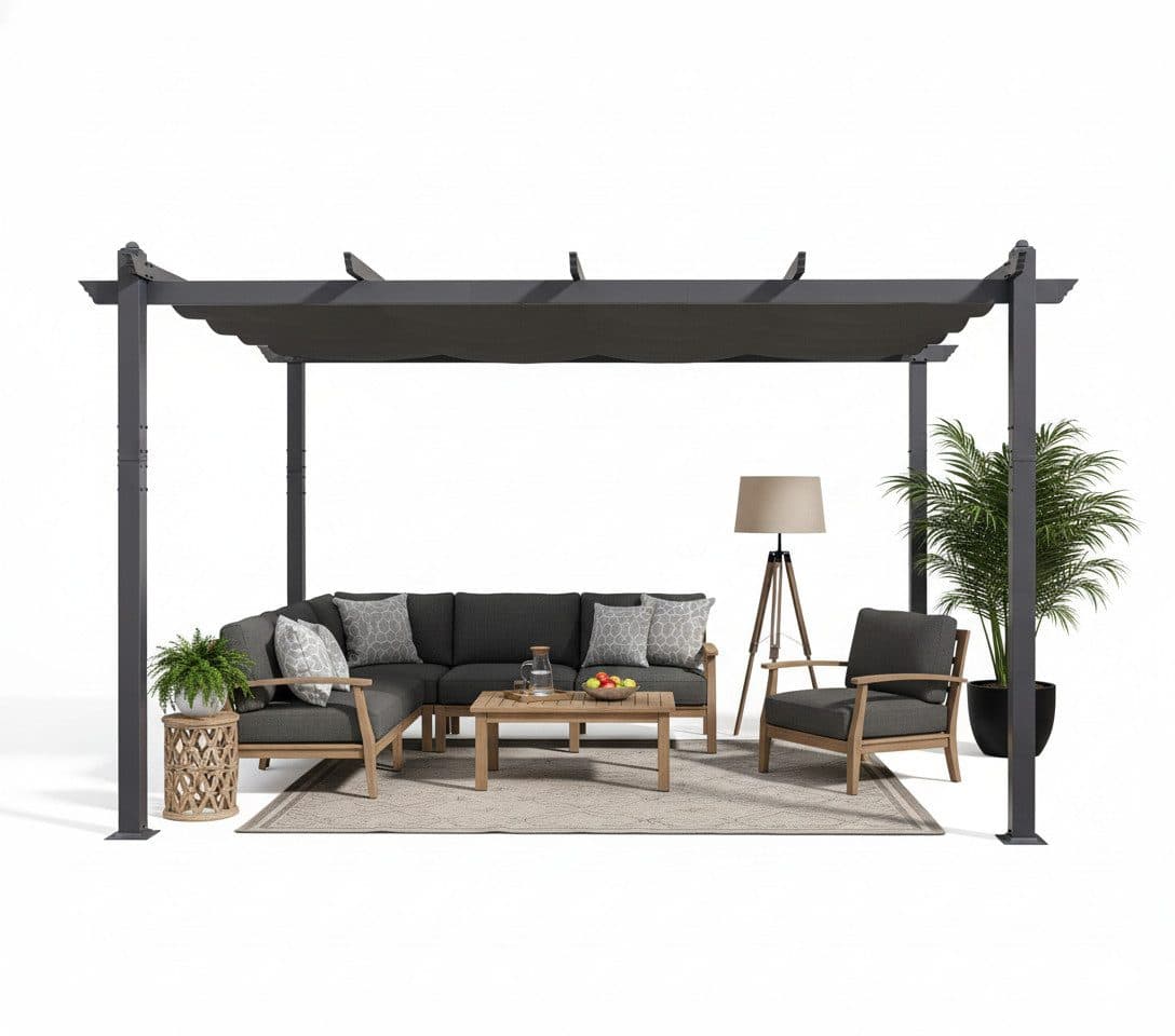PURPLE LEAF Pergola Aluminium Pavillon mit Schiebedach, Wasserdichte Pergola mit verstellbarem Schatten und UV-Schutz - Bild 2