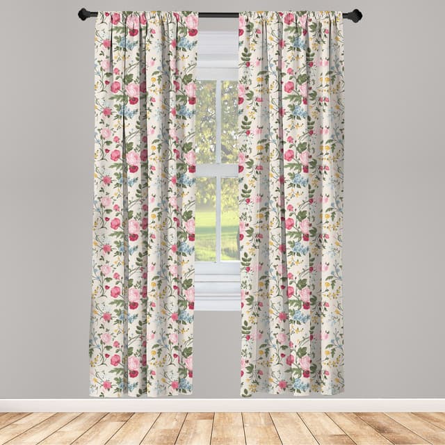 Abakuhaus Gardine Vorhang Vintage Botanik Bunt
