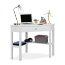 relaxdays Eckschreibtisch Weiß Landhaus-Design mit Schublade und Ablage Bild 2