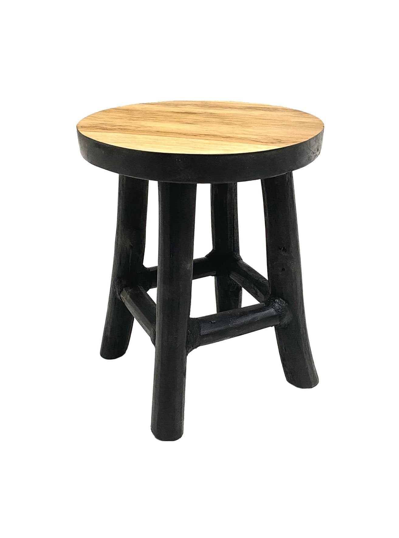 Spetebo Blumenhocker Teak Schwarz Runder Pflanzenständer - Bild 2
