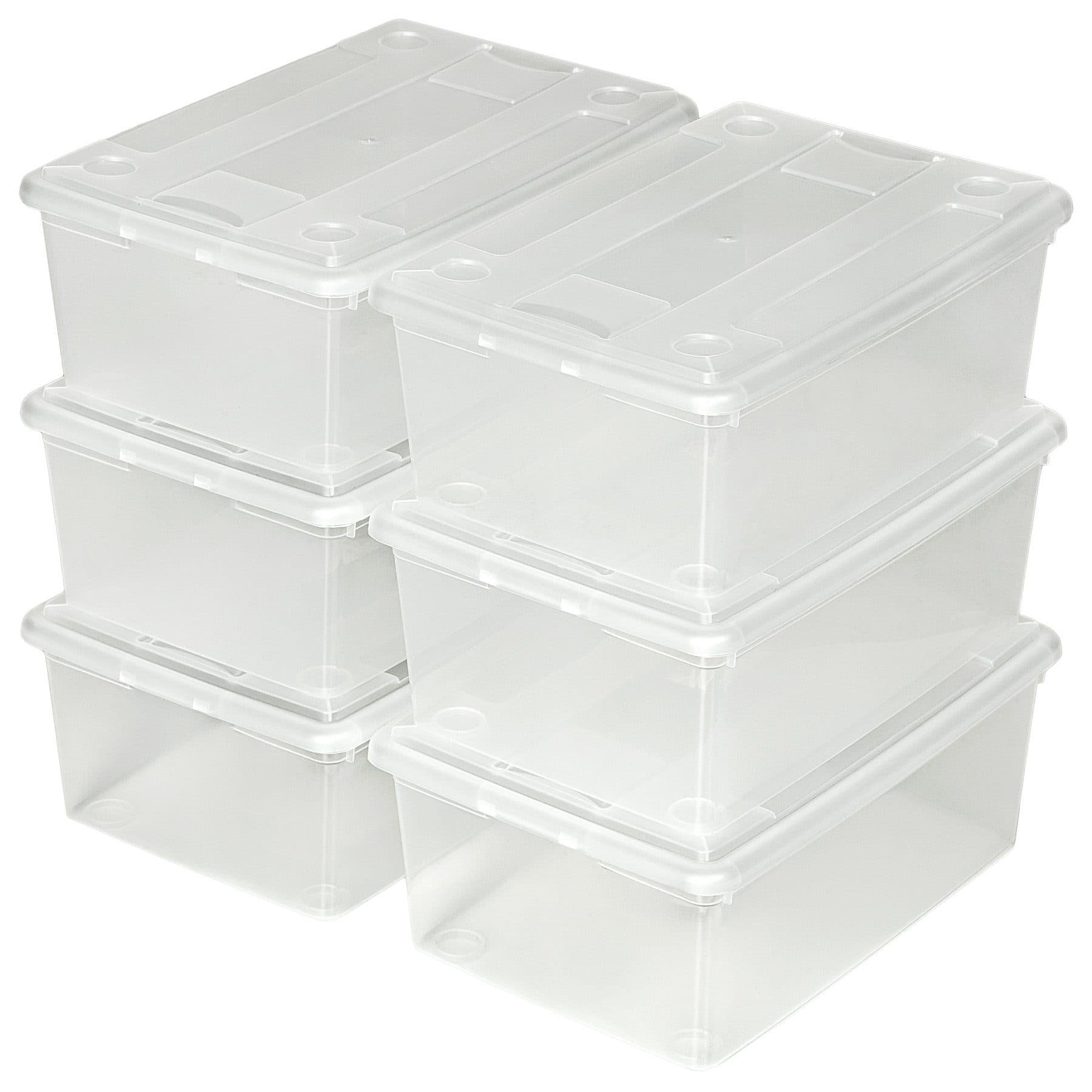 tectake® 6er-Set Schuhbox Transparent Mit Deckel Stapelbar - Bild 2