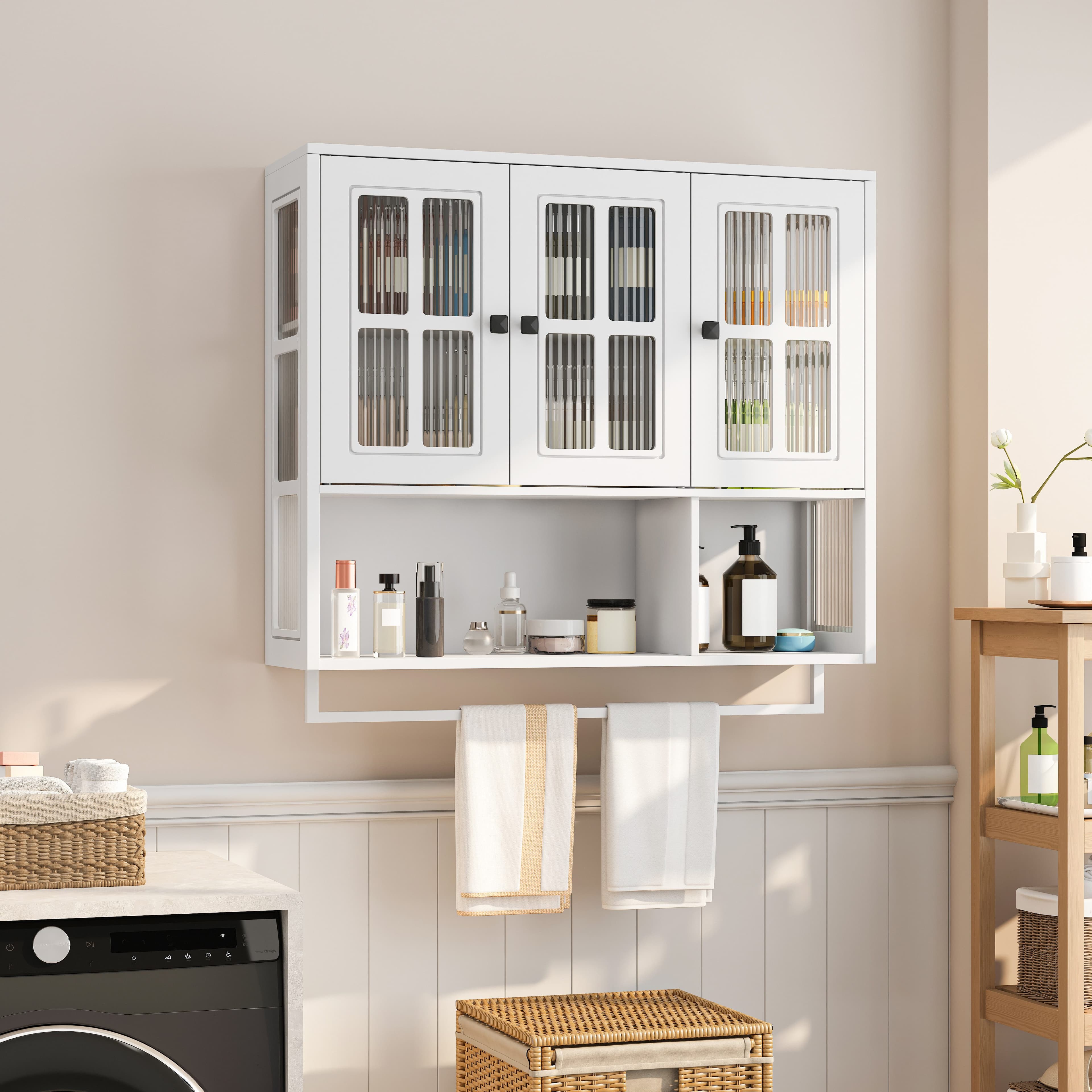 STILVORA Hängeschrank Weiß mit Glastür & Handtuchhalter - Bild 2