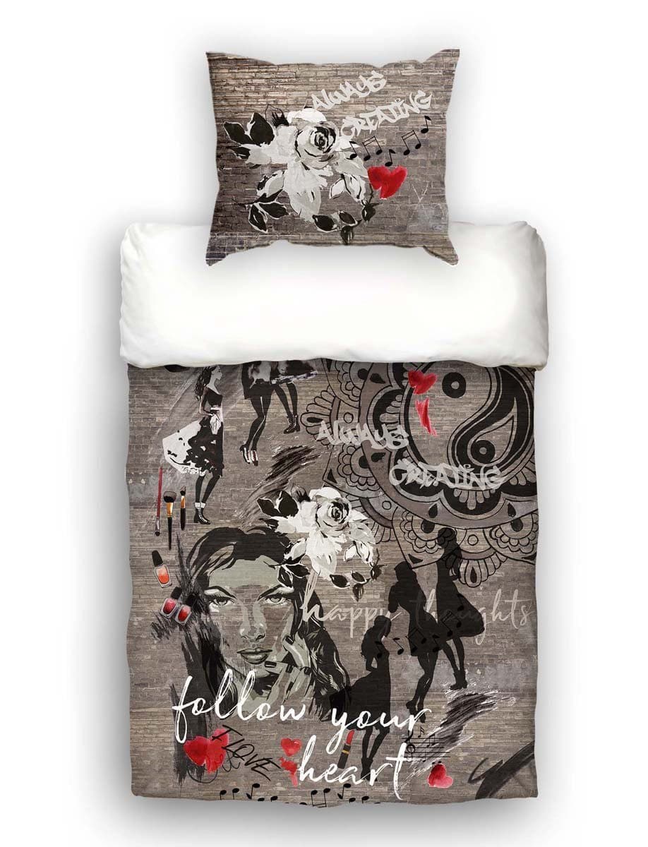 beties Jugendbettwäsche Girli Baumwolle Bunt/Creme-Weiß DoubleFace Design - Bild 2