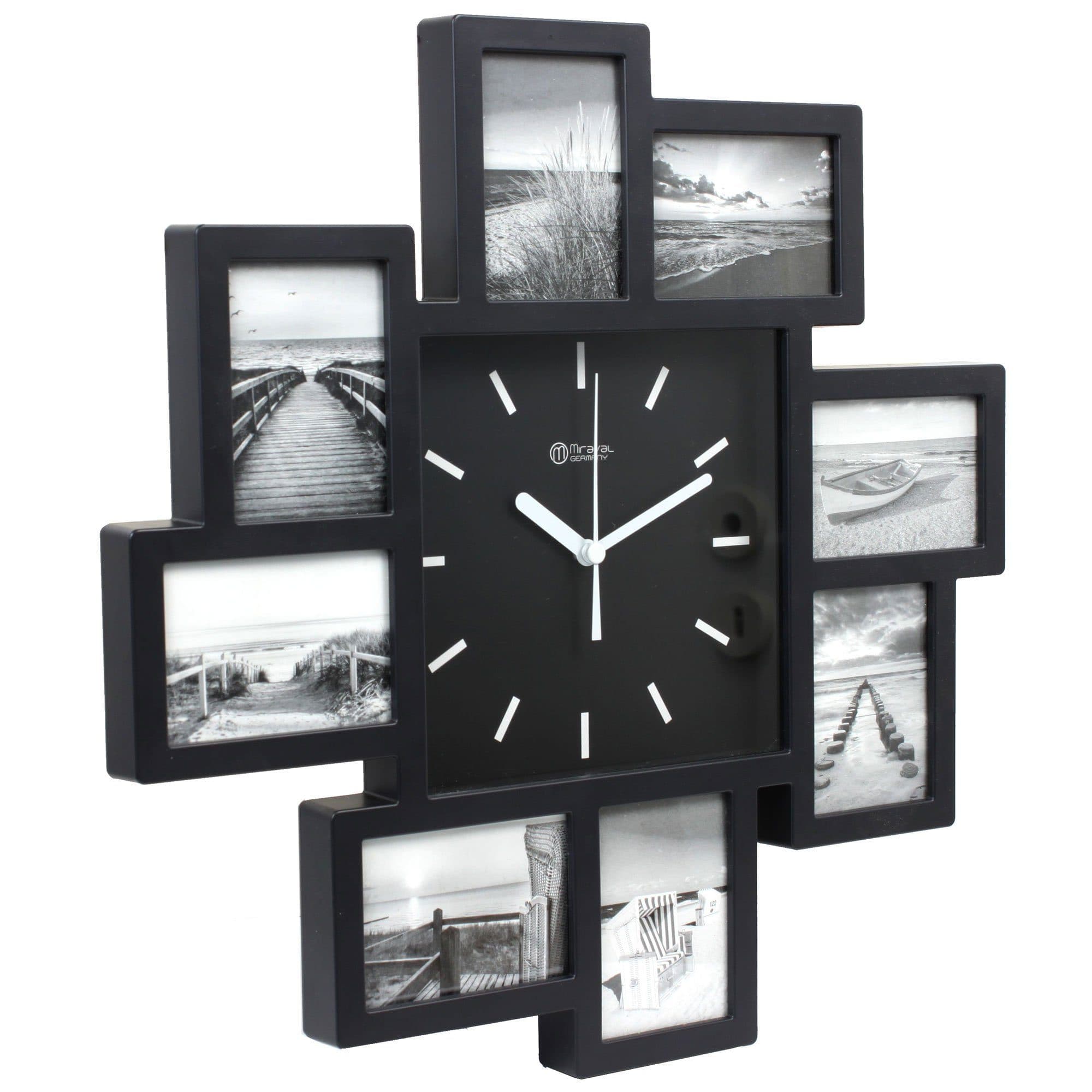 Miraval Wanduhr mit 8 Bilderrahmen Schwarz/Weiss - Bild 2
