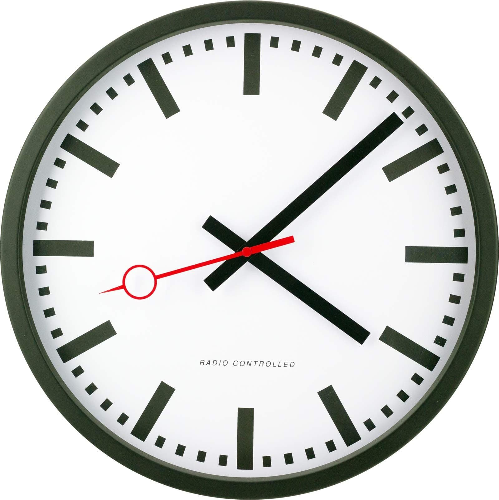 EUROTIME Funkwanduhr 59530 Bahnhofsdesign Schwarz/Silber - Bild 2