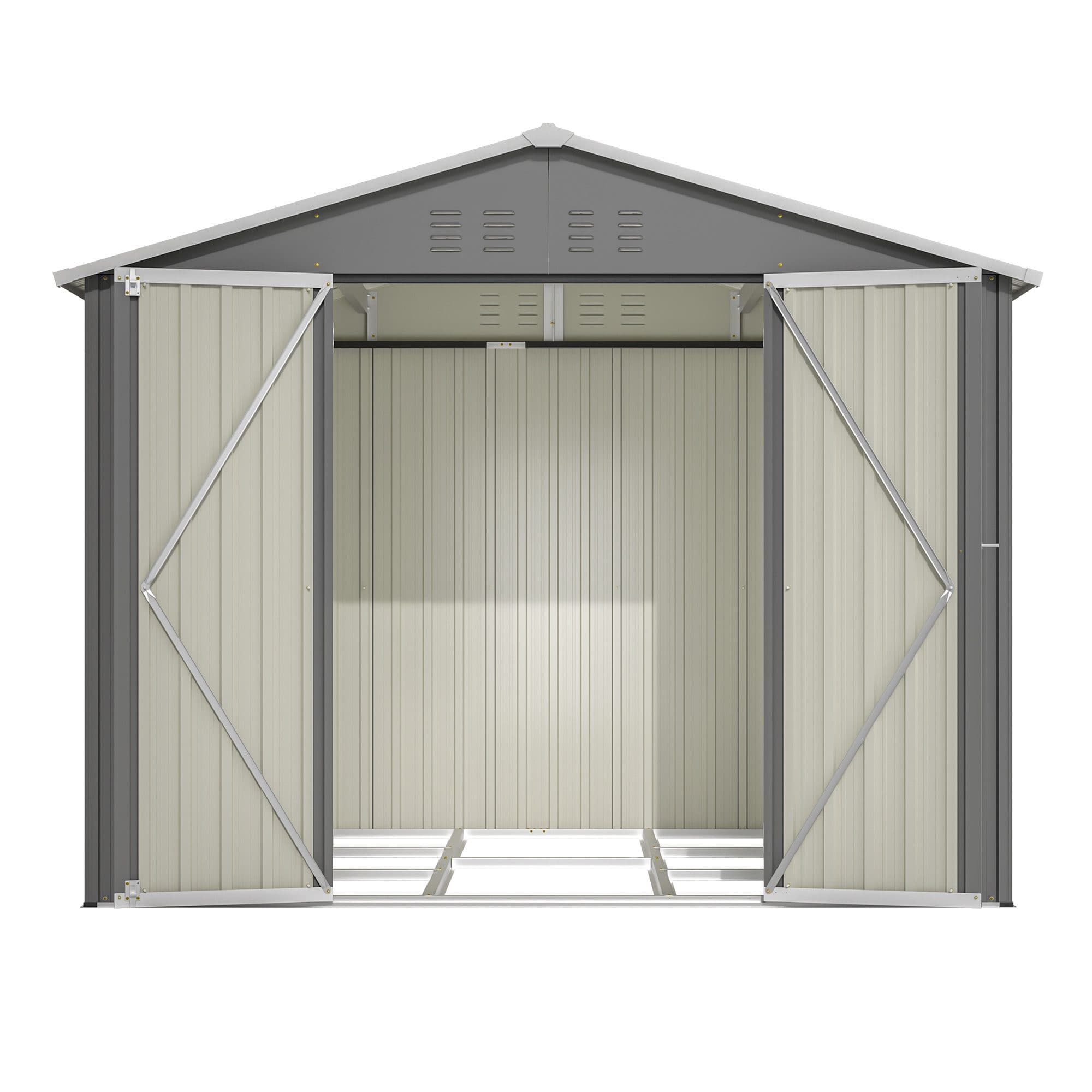 Rolipo Metall-Gerätehaus Grau 7,8 m³ Stauraum mit Schiebetüren - Bild 2