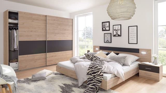 Schlafzimmer-Set aus Holz - 4-teilig