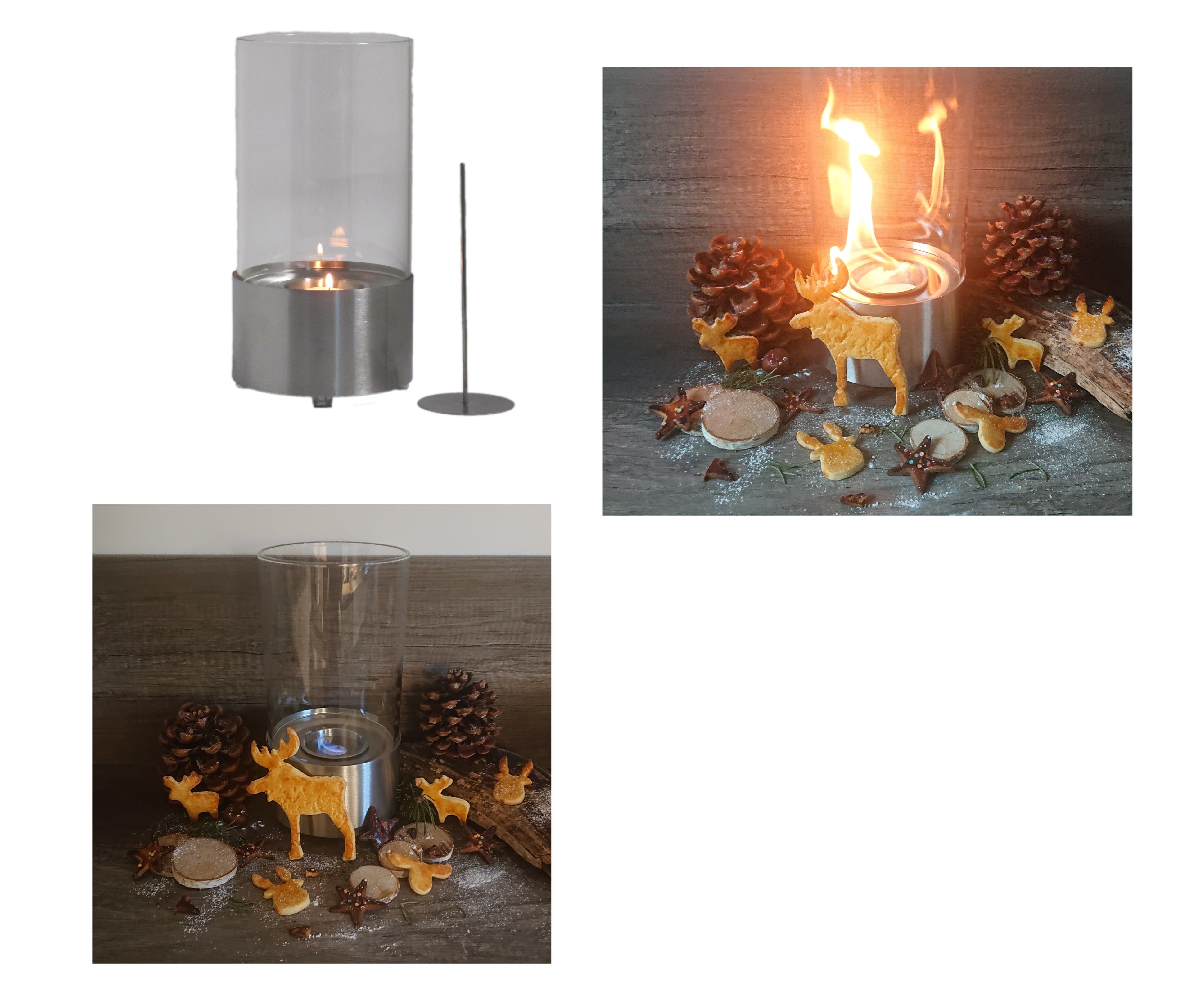 TecnoAir System Tischfeuer Tischkamin Bio Ethanol-Kamin Silber