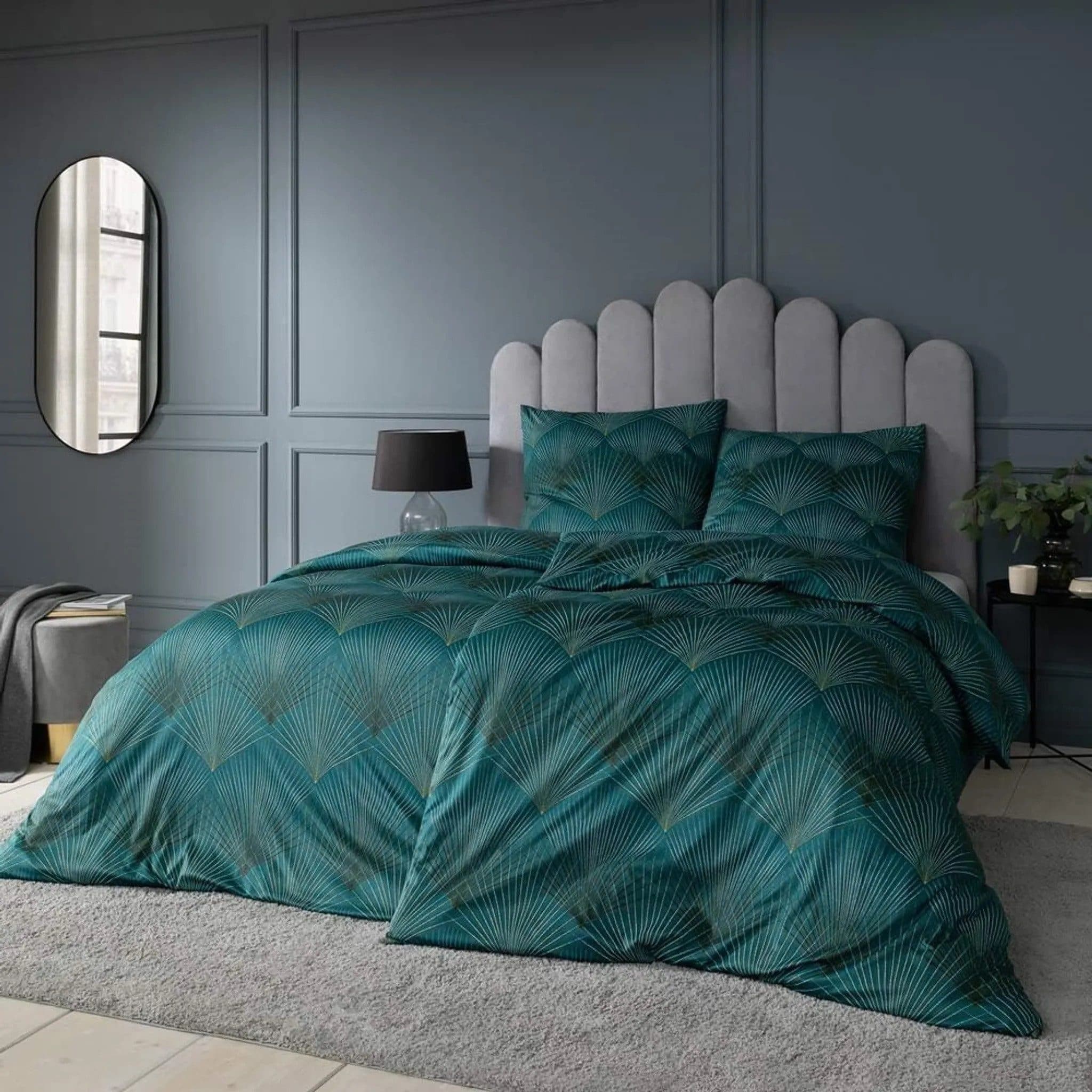 Estella Mako-Satin Bettwäsche 135x200 Blautanne Fächer 2-teilig - Bild 2