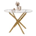 Lookway Esstisch CRISTAL 100 cm Glas Runder Tisch Gold/Silber Bild 2