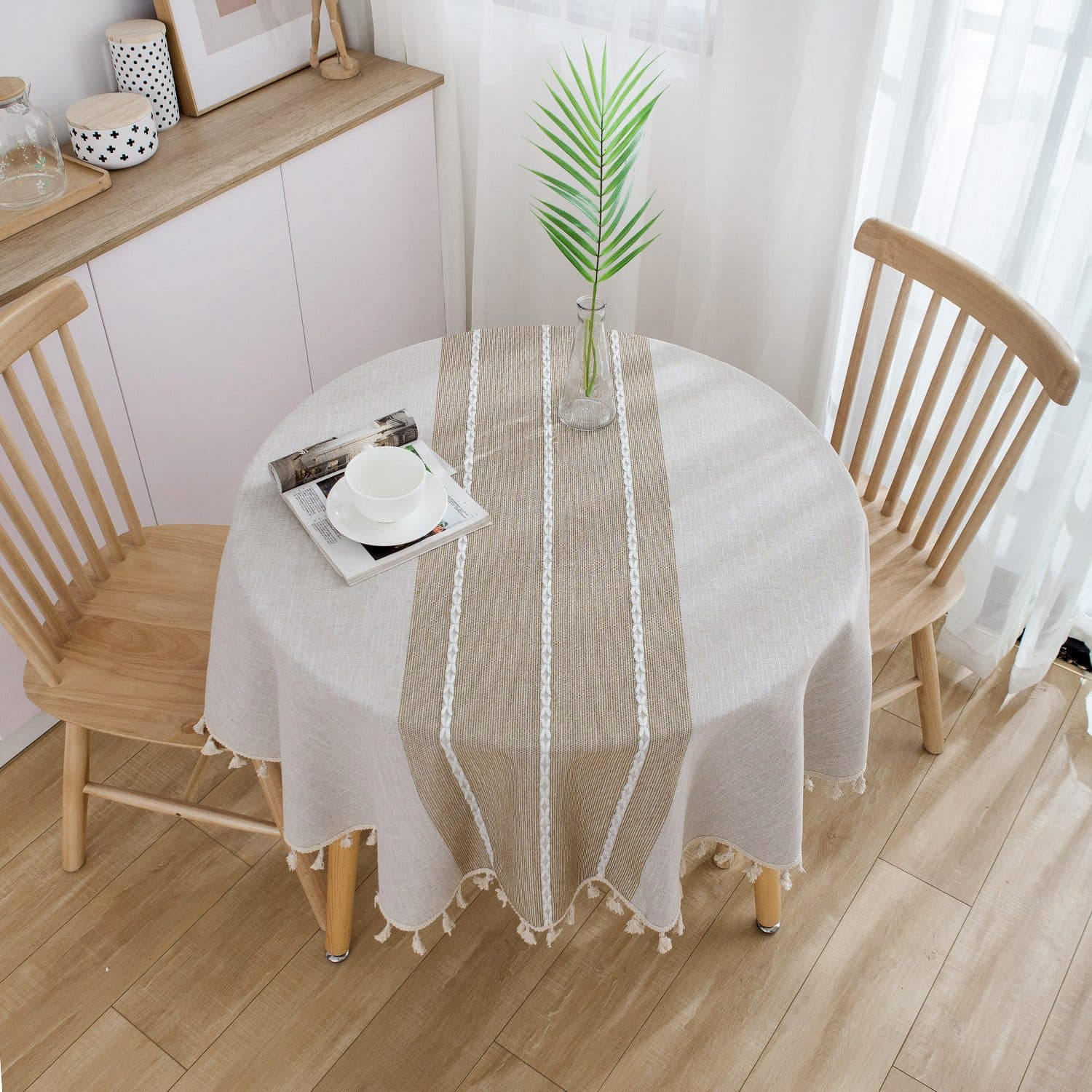 FELIXLEO Runde Tischdecke 140 cm Baumwolle Modern - Bild 2