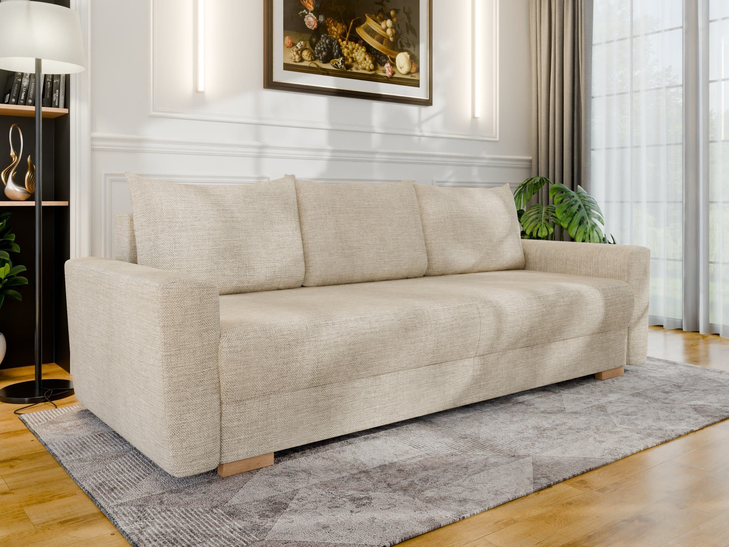 Homesy Schlafsofa ELMA mit Bettfunktion und Bettkasten Beige - Bild 2
