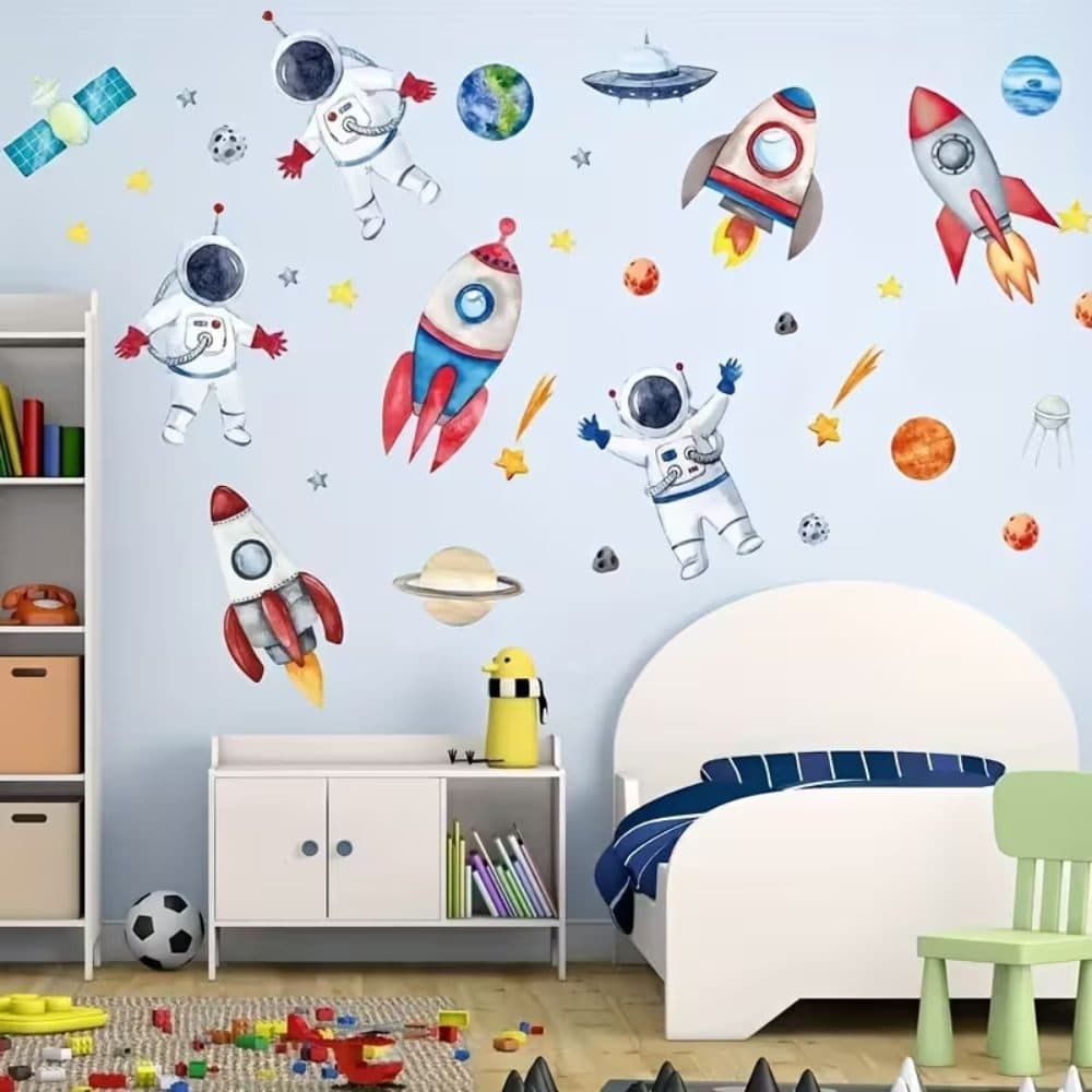 Montegoni Wandsticker Astronaut & Raketen Set Bunt Selbstklebend - Bild 2
