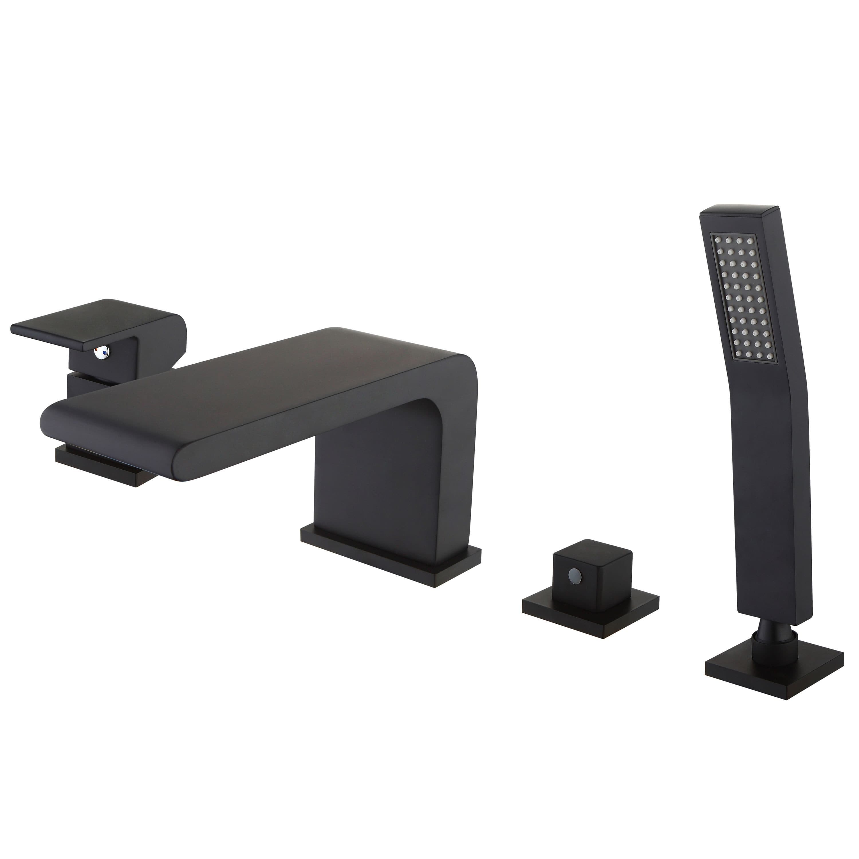 Bernstein Wannenarmatur 6080B Schwarz 4-Loch Wannenrandarmatur Wasserfall inkl. Handbrause - Bild 2