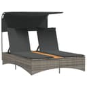 vidaXL Doppel-Sonnenliege Grau Poly Rattan mit Dach Bild 2