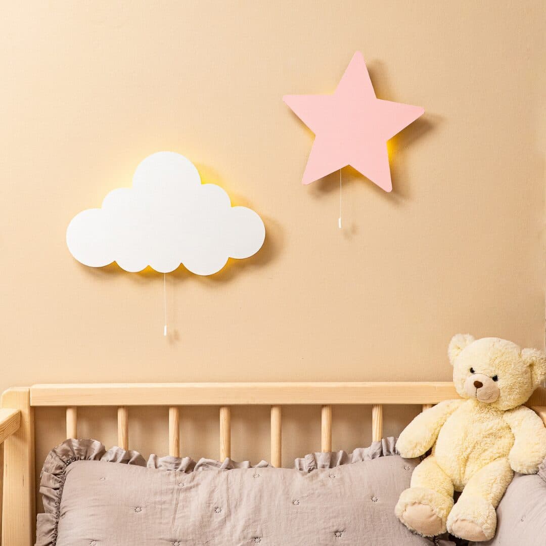 COZYCOLLECTIONS LED Wandleuchte Nachtlicht Rosa/Weiß Holz