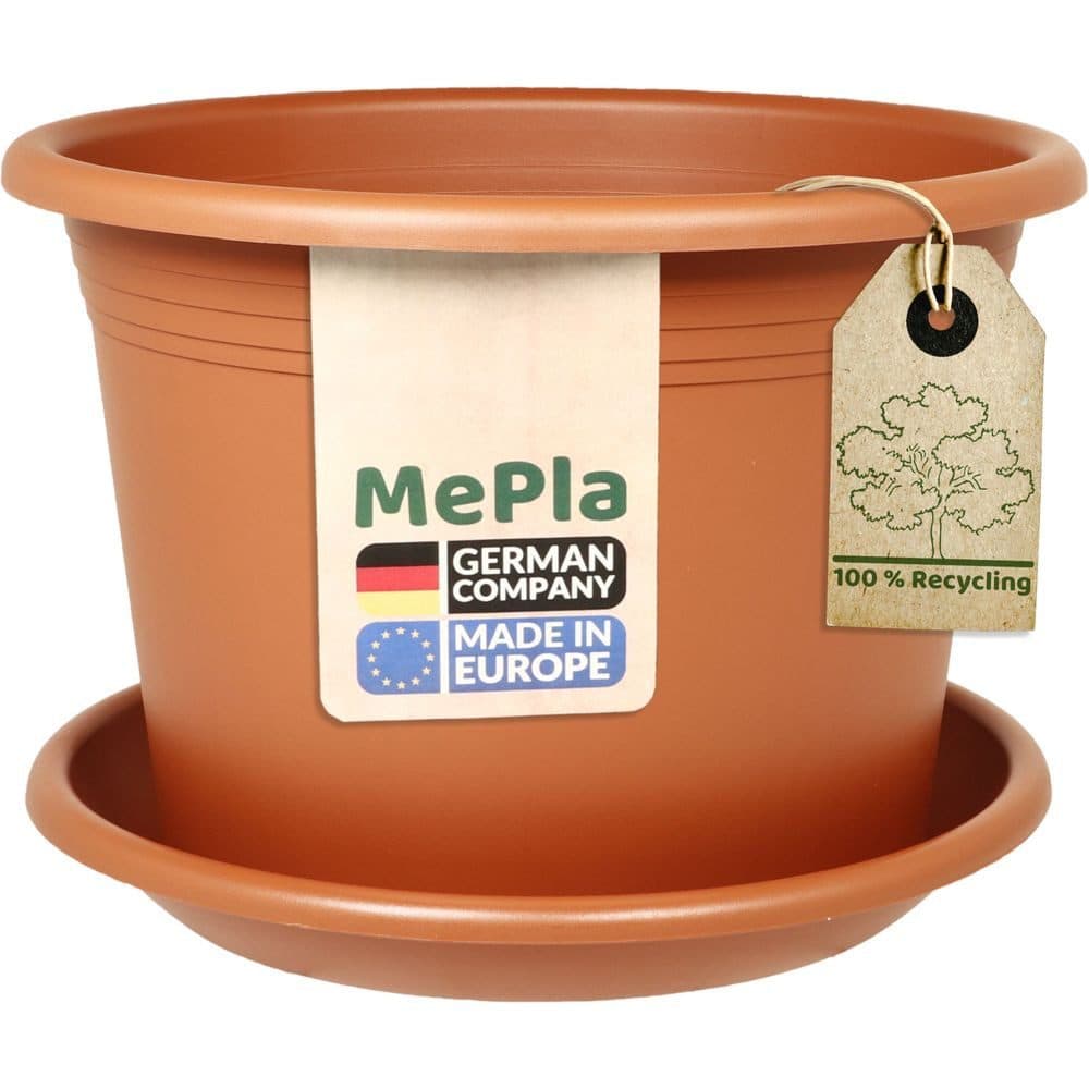 MePla Blumentopf Cylindro Set mit Untersetzer Terrakotta Kunststoff - Bild 2