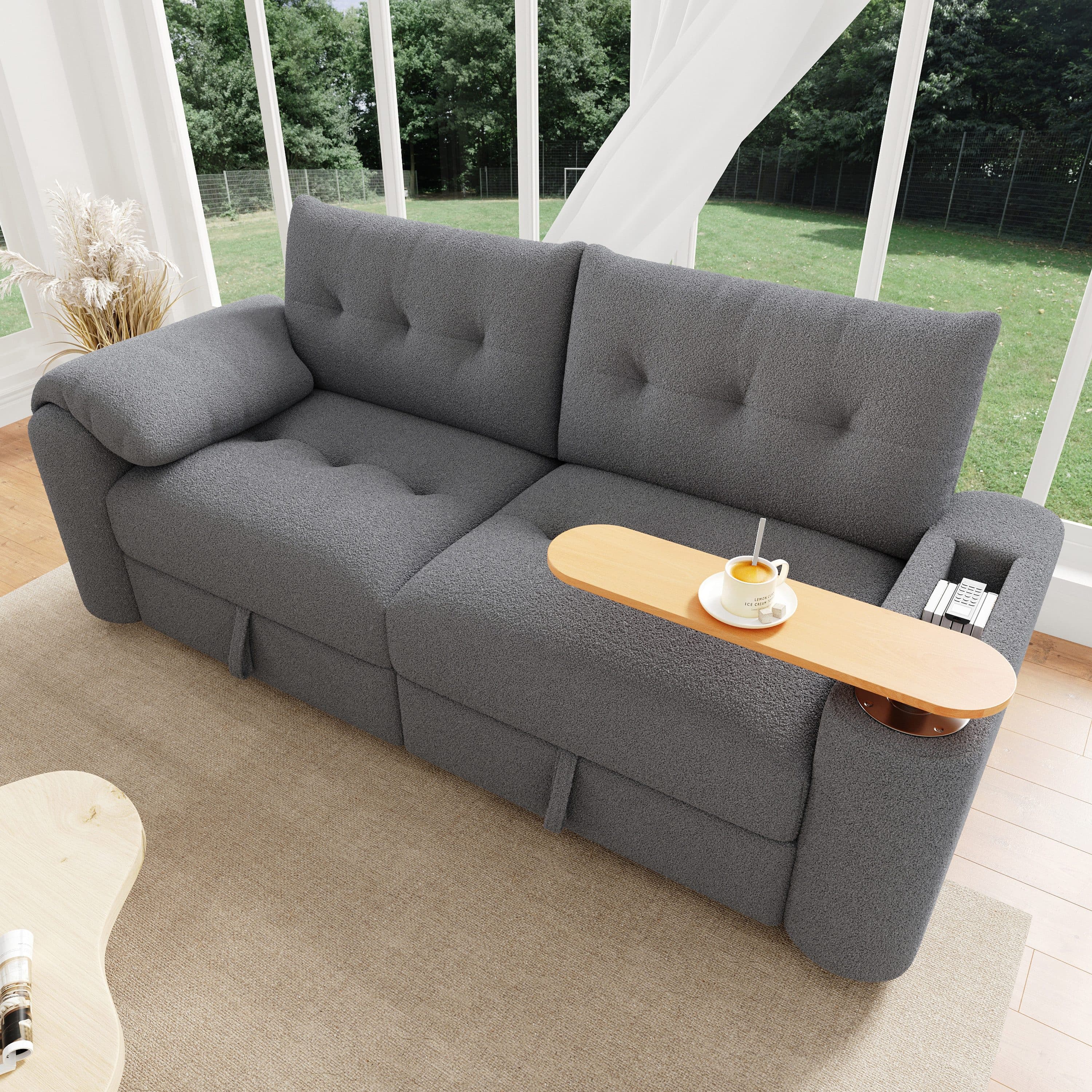 Merax 3-Sitzer Sofa Teddyplüsch modular Stauraum