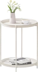 Woltu Beistelltisch Rund Metall 2 abnehmbare Tabletts Modern Bild 2