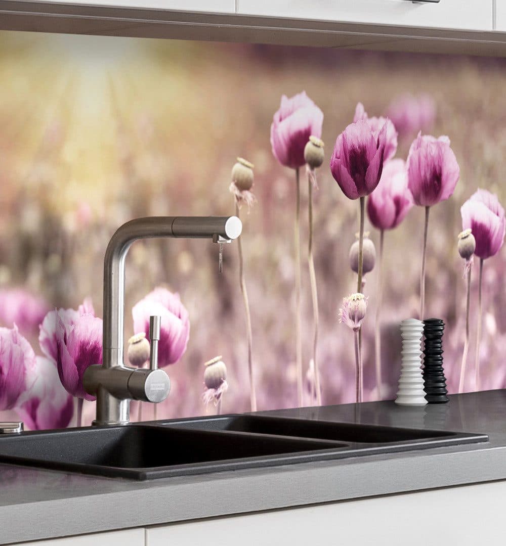 MyMaxxi Küchenrückwand Selbstklebend Lila Blumen Spritzschutz Folie - Bild 2