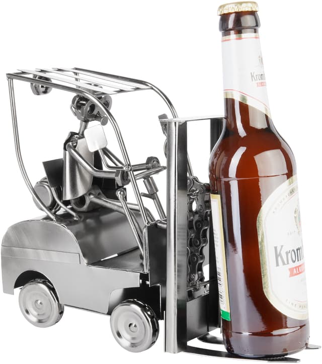 BRUBAKER Schraubenmännchen Gabelstapler - Metallfigur mit Bierflaschenhalter