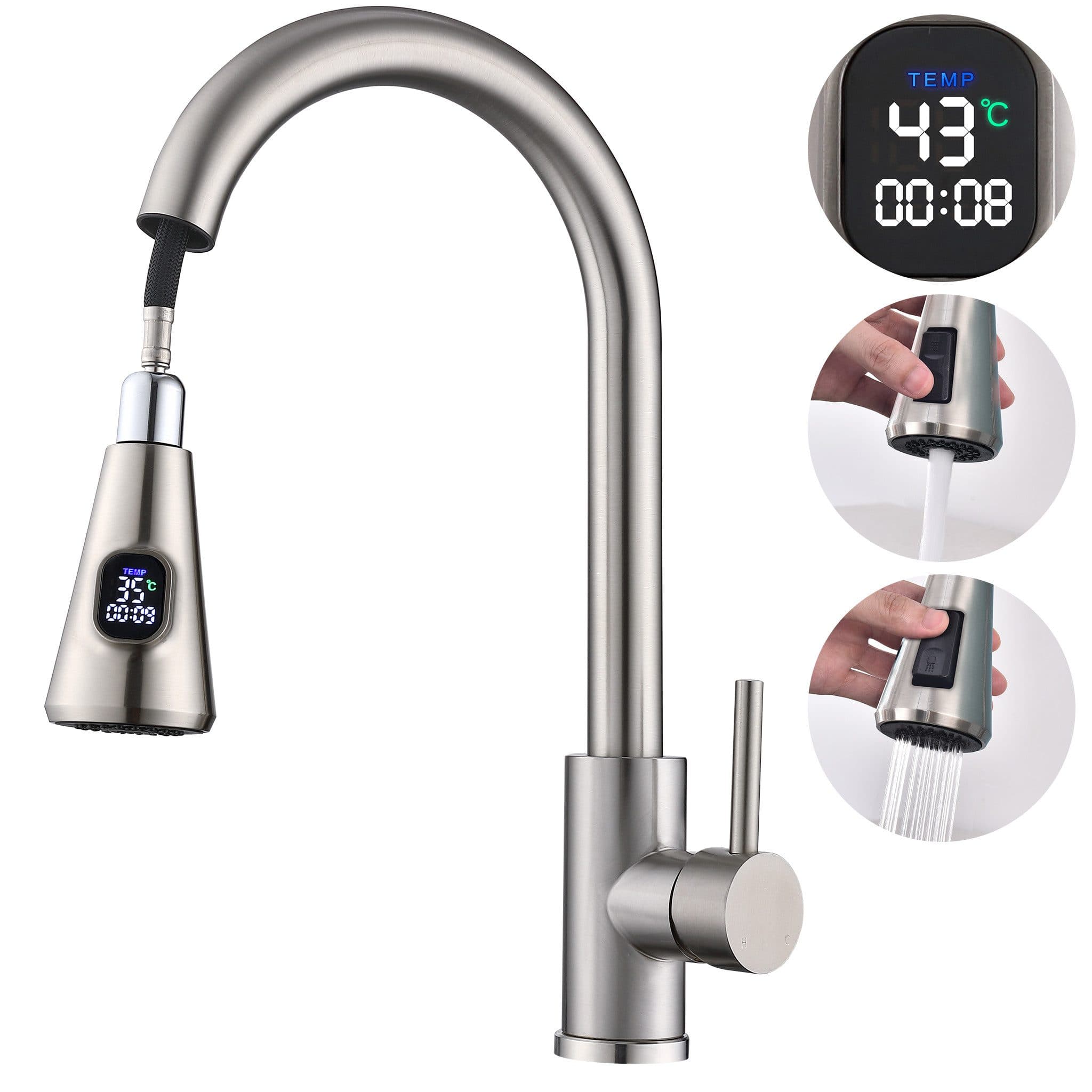 HOMELIVE Küchenarmatur 360° LED-Digitalanzeige Hochdruck Wasserhahn - Bild 2