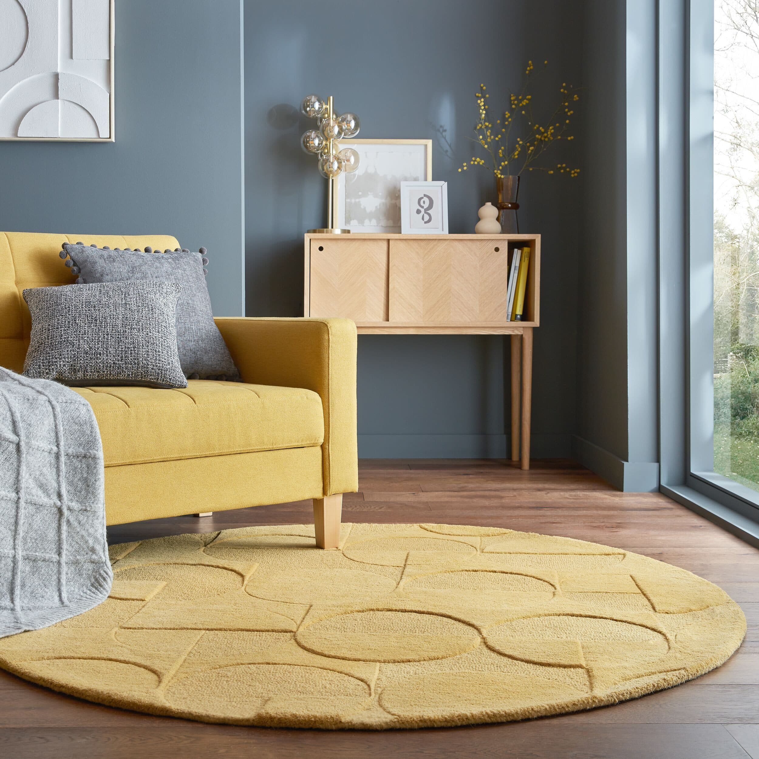 KADIMA DESIGN Wollteppich DEBEN NOAH Senfgelb Geometrisch - Bild 2