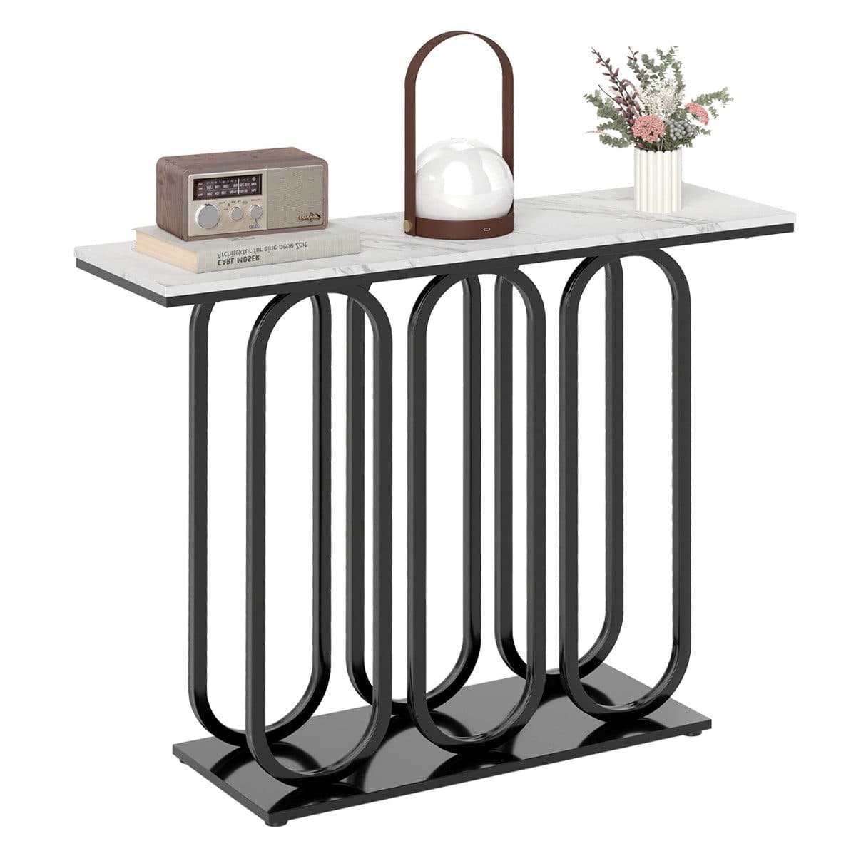 COSTWAY Konsolentisch Schwarz Marmoroptik Metall 100x30x80cm - Bild 2
