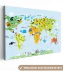 OneMillionCanvasses® Leinwandbild Weltkarte Bunt Kinderzimmer Wanddekoration Bild 2