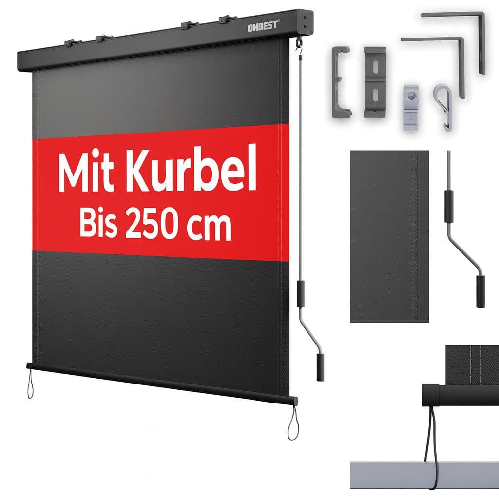 Onbest Vertikalmarkise mit Handkurbel Anthrazit Wetterfest - Bild 2