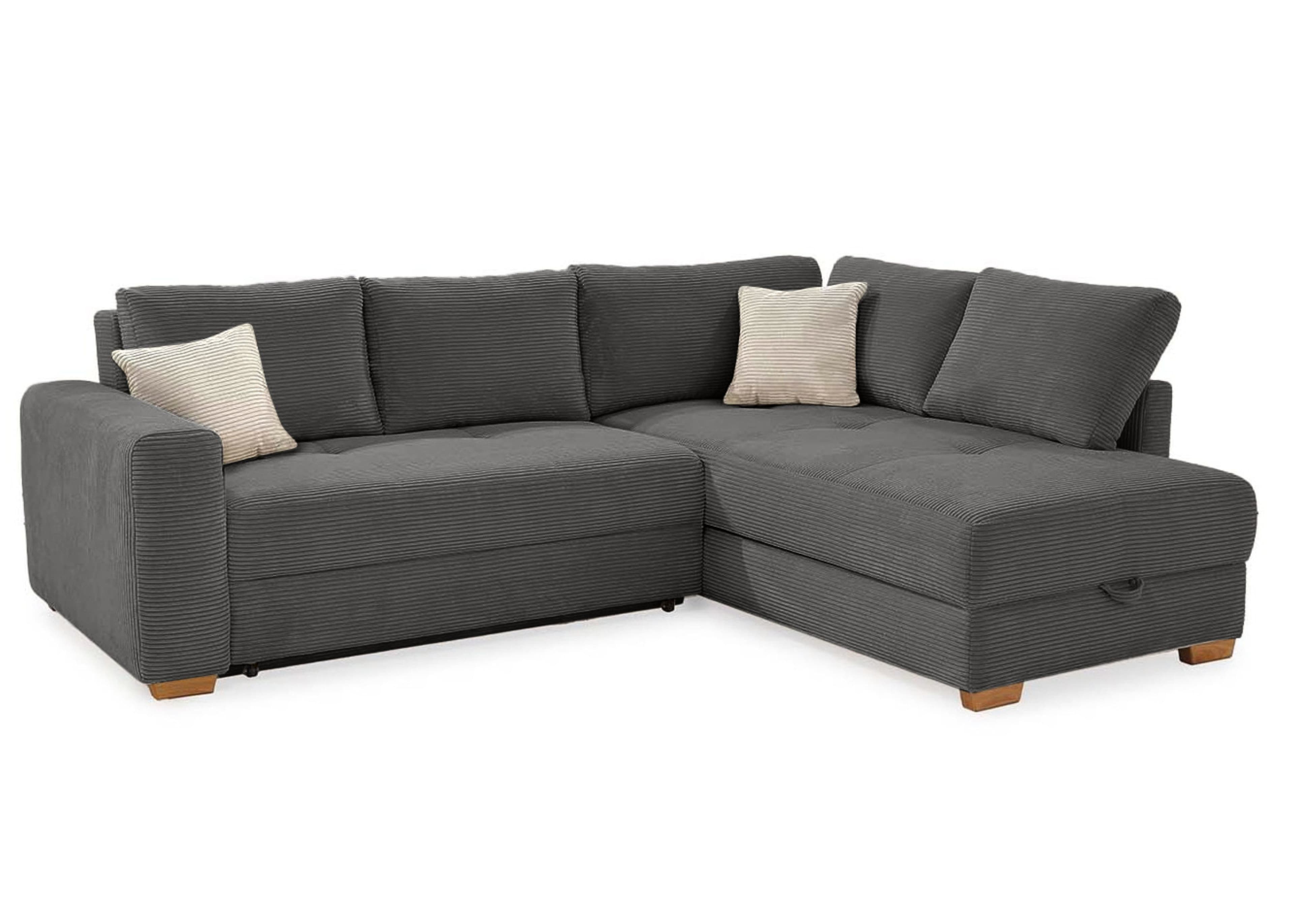 luma-home Ecksofa Dauerschlafer mit Bettkasten Cord Dunkelgrau - Bild 2