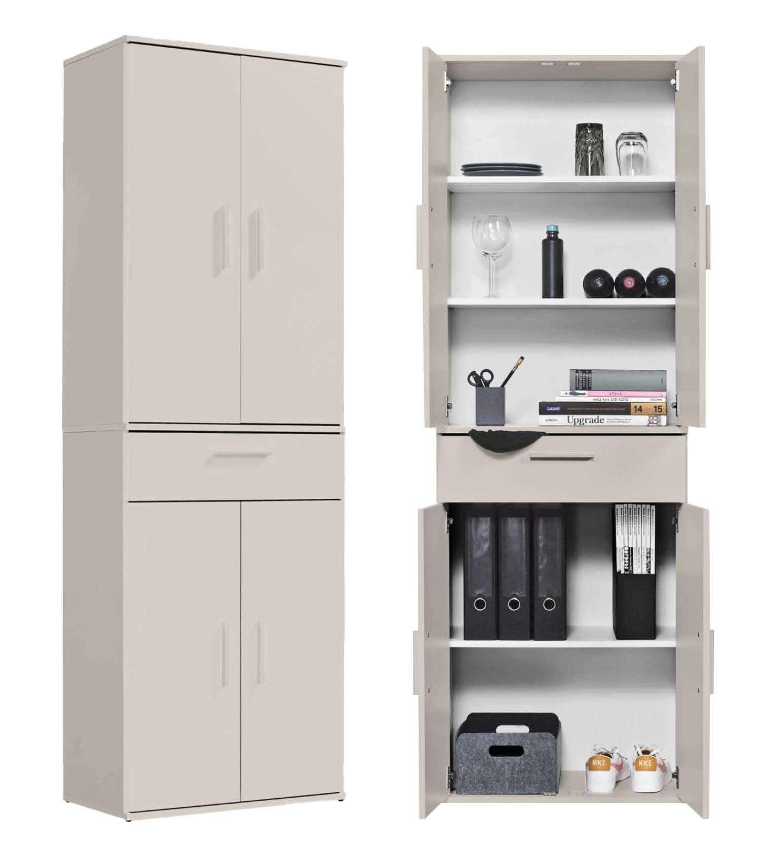 mokebo Mehrzweckschrank Der Praktische Büroschrank Flurschrank Apothekerschrank Aktenschrank Beige Grau - Bild 2