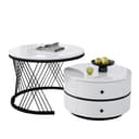 Merax Couchtisch Set 2-tlg. Weiß Gold Hochglanz Marmor MDF Bild 2