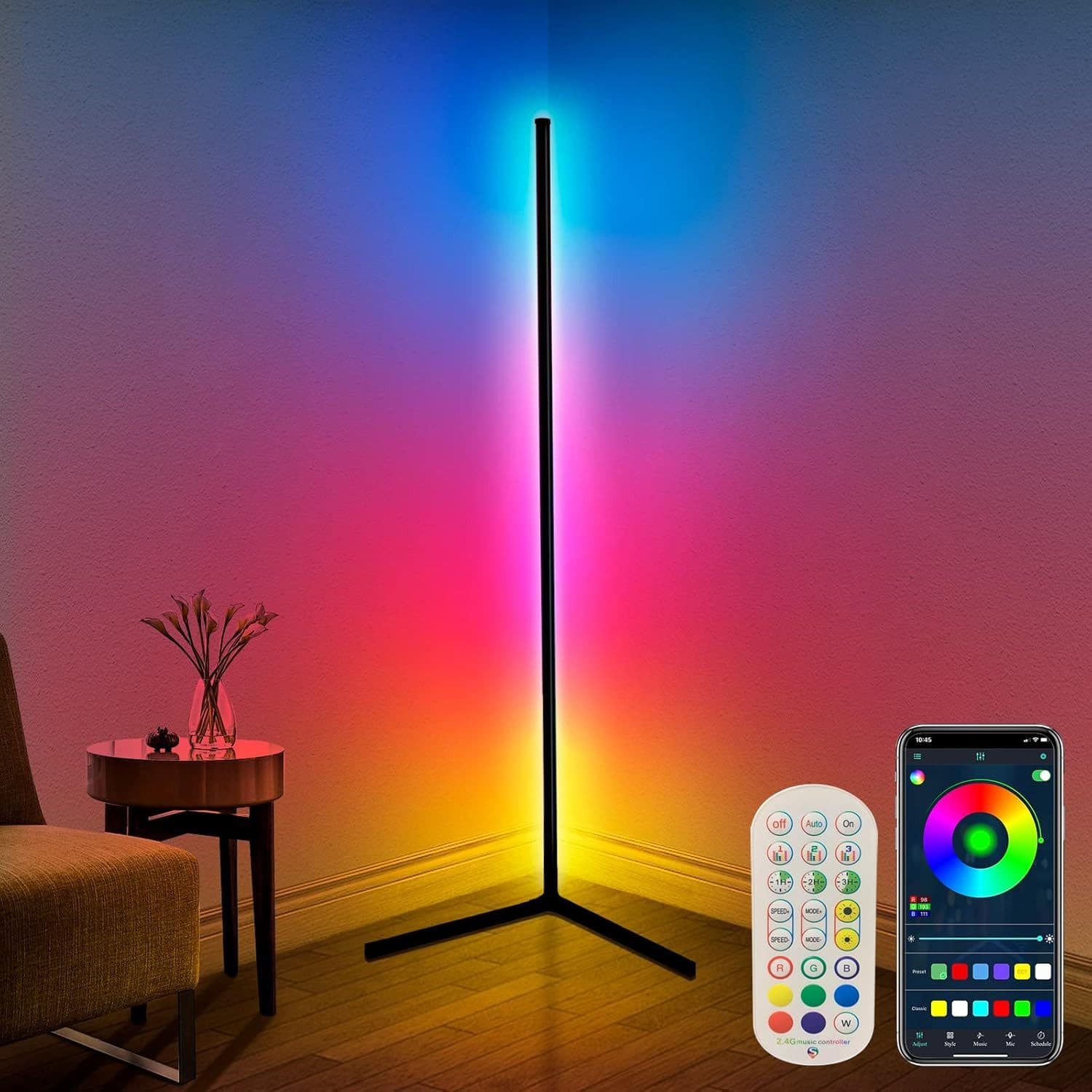 Athlix LED Stehlampe RGB 160cm Flur Lampe Farbwechsel Dimmbar Fernbedienung - Bild 2