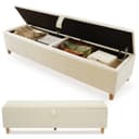 autolock Bettbank mit Stauraum Beige Cordstoff Bild 2
