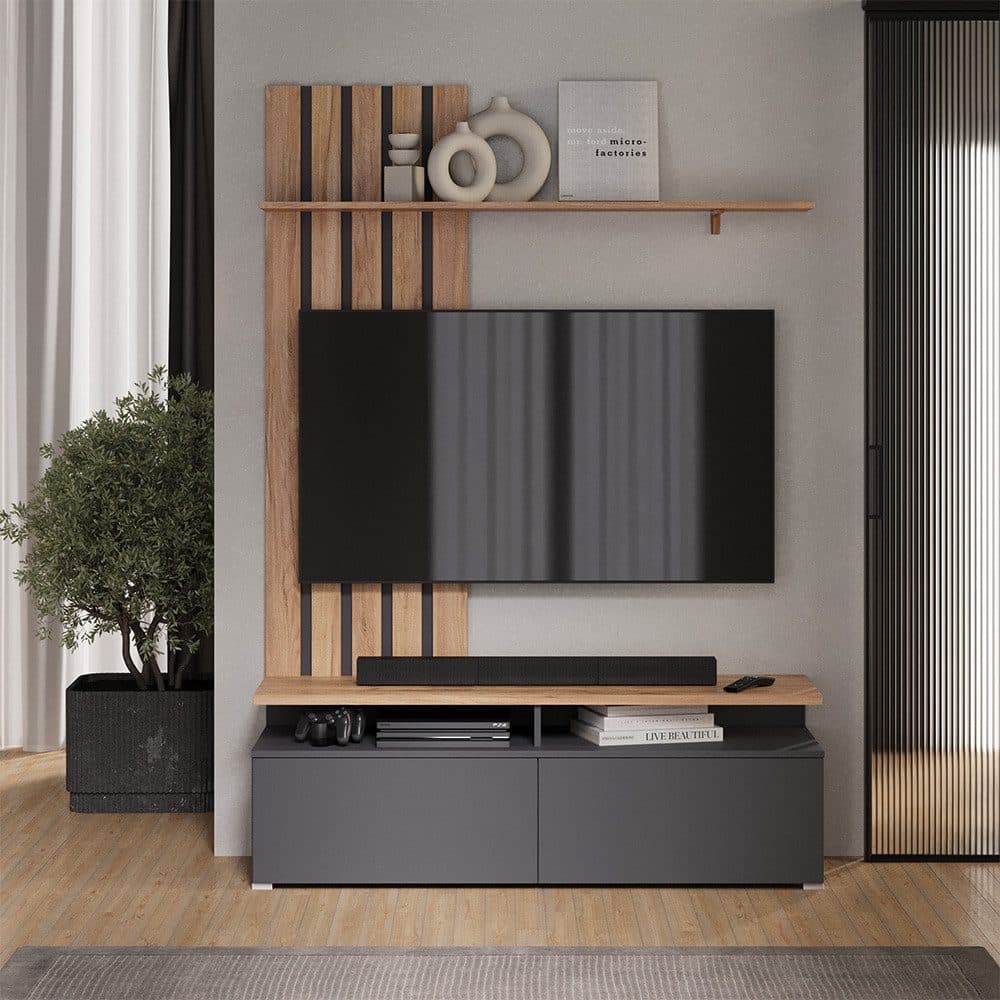 Vicco Wohnwand Harro Goldkraft Eiche/Anthrazit TV-Schrank - Bild 2