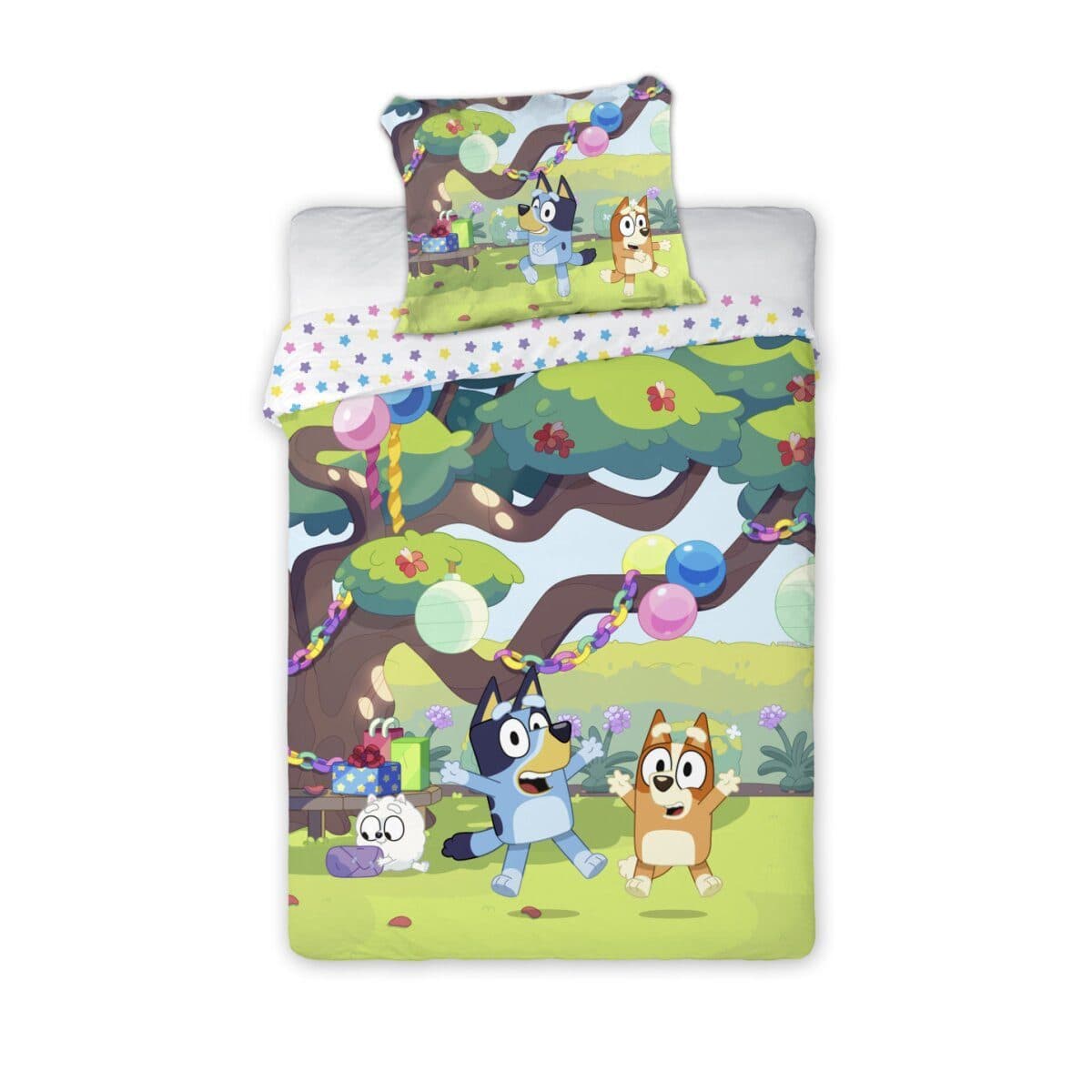 Bluey Kinderbettwäsche Garden Party 100x135cm Grün