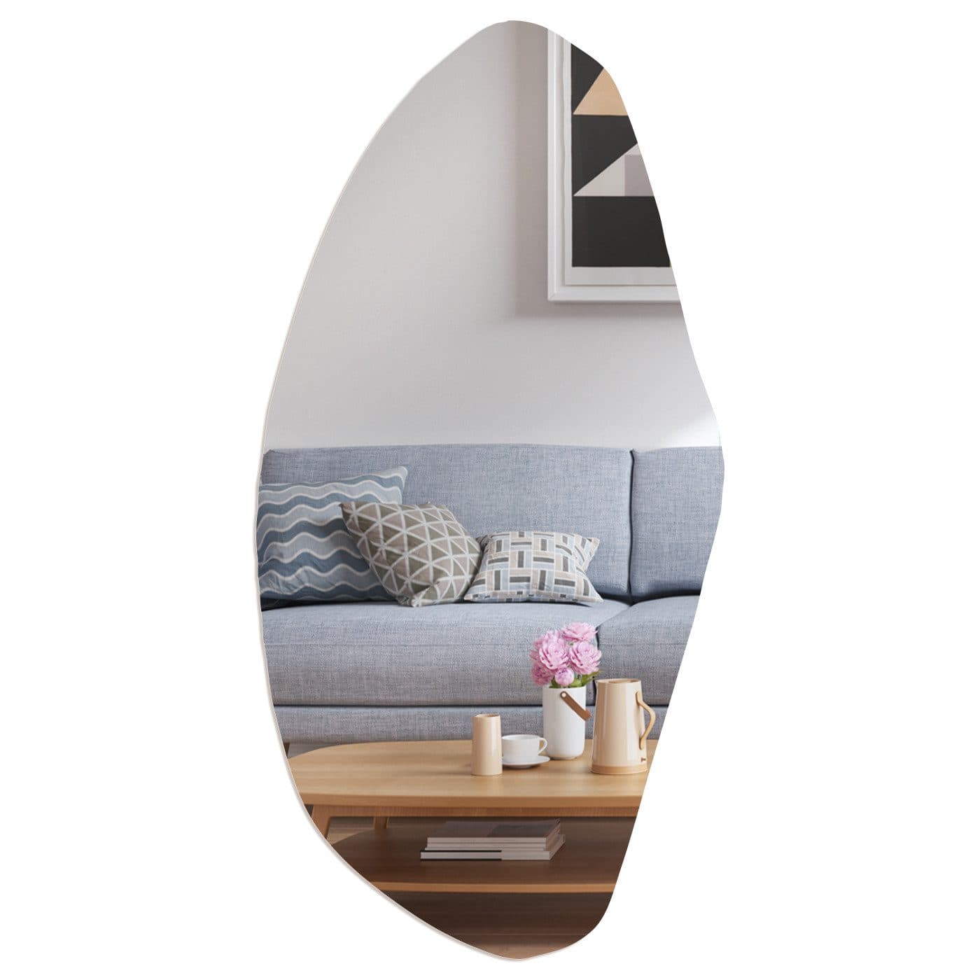 SEHAUSEU Asymmetrischer Wandspiegel Deko Ganzkörper Badspiegel Modern - Bild 2