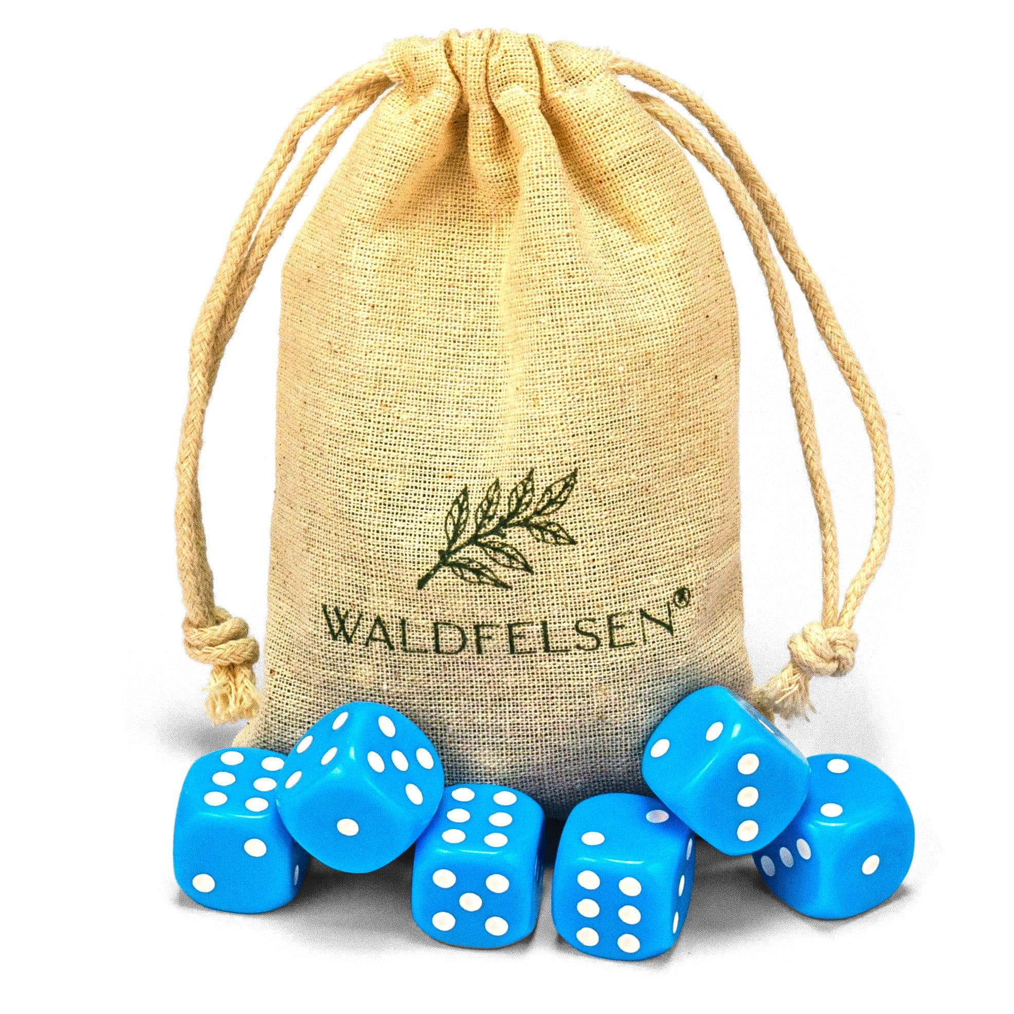 Waldfelsen Spielwürfel 16 mm Acryl Bunt Himmelblau 6-tlg.