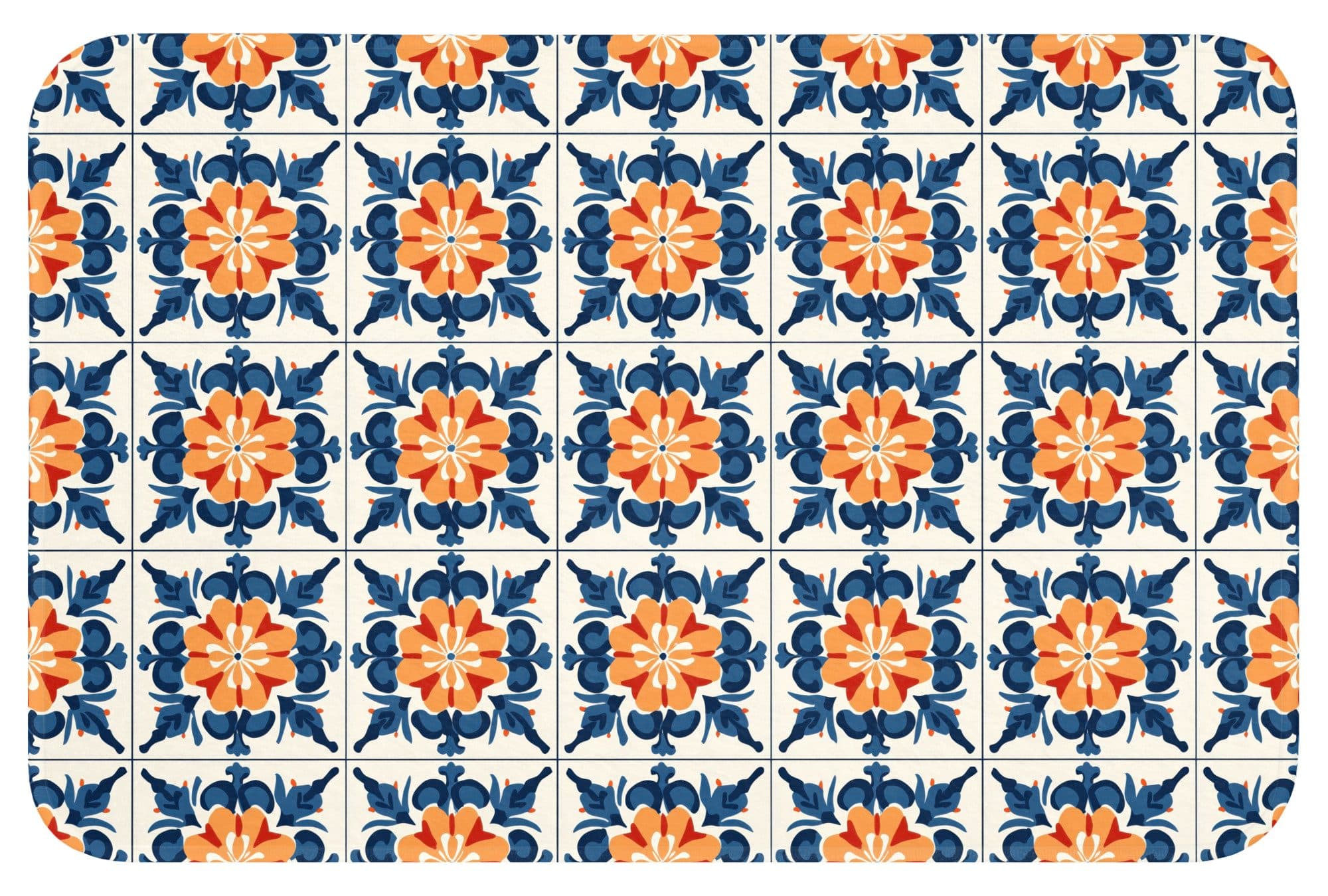 OnlyWow Badematte Traditionell Kacheln Orange Rutschfest Polyester - Bild 2