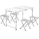 Casaria Campingtisch Klappbar mit Stühlen 120x60cm Höhenverstellbar Weiß Bild 2