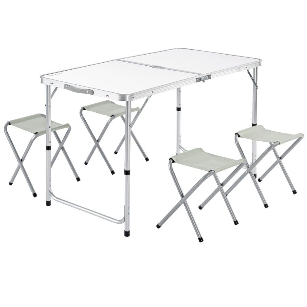 Casaria Campingtisch Klappbar mit Stühlen 120x60cm Höhenverstellbar Weiß - Bild 2