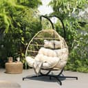 HOME DELUXE Hängesessel LOMA 2 Sitzer Beige Schwarz Faltbar Bild 2